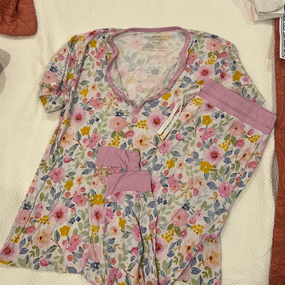 Floral Pajama Set with Pink Accents